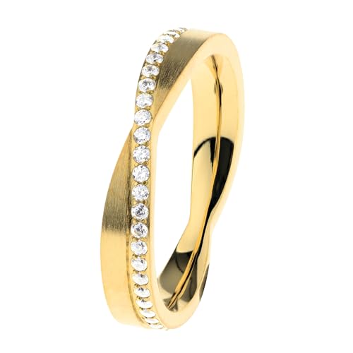 Ernstes Design Ring R767 Edelstahl 3.5 mm Zirkonia Gelbgold beschichtet von Ernstes Design