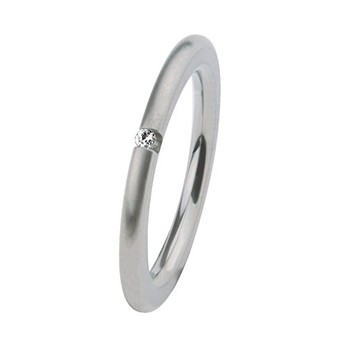 Ernstes Design Vorsteckring, Beisteckring, ED vita Ring,m. Zirkonia, schmaler Ring aus Edelstahl 2 mm R268 (60 (19.1)) von Ernstes Design