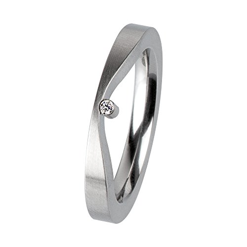 Ernstes Design Vorsteckring, ED vita Ring, Beisteckring, Ring Welle aus Edelstahl 3 mm mit Zirkonia R301 (56 (17.8)) von Ernstes Design