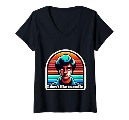 Damen I Don't Like to Smile Ernstes expressionales Gesicht |- T-Shirt mit V-Ausschnitt Damen I Don't Like to Smile Ernstes expressionales Gesicht |- T-Shirt mit V-Ausschnitt von Ernsthafte Gesichtshumor -Vibes