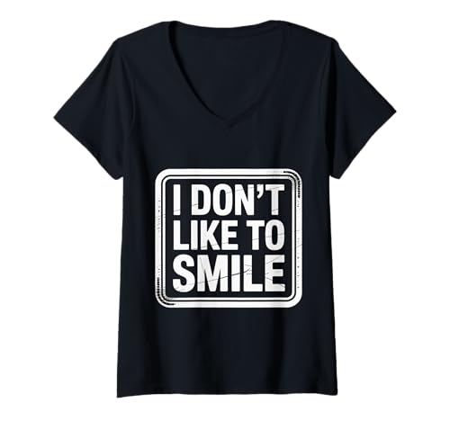 Damen I Don't Like to Smile Ernstes expressionales Gesicht |- T-Shirt mit V-Ausschnitt Damen I Don't Like to Smile Ernstes expressionales Gesicht |- T-Shirt mit V-Ausschnitt von Ernsthafte Gesichtshumor -Vibes