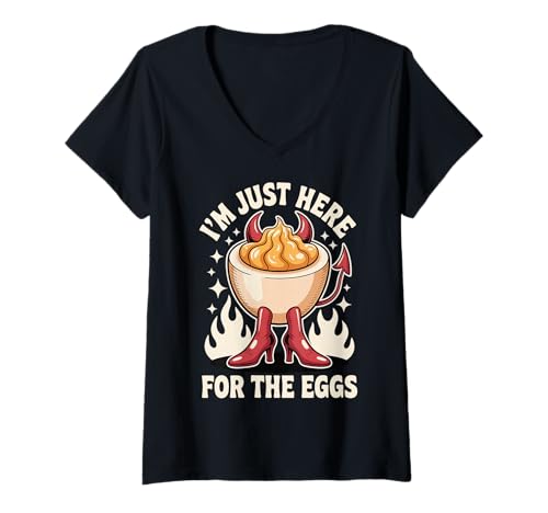 Damen I'm Just Here for The Eggs Russisches Ei T-Shirt mit V-Ausschnitt Damen I'm Just Here for The Eggs Russisches Ei T-Shirt mit V-Ausschnitt von Erntedankfest Feiertag Familientreffen
