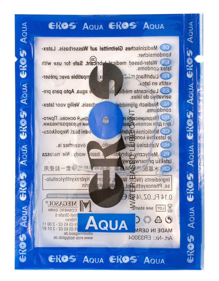 Eros Gleit- und Massagegel Aqua Gleitgel Sachet - 500x 4ml, Ideal für spontane Momente oder unterwegs - Made in Germany von Eros