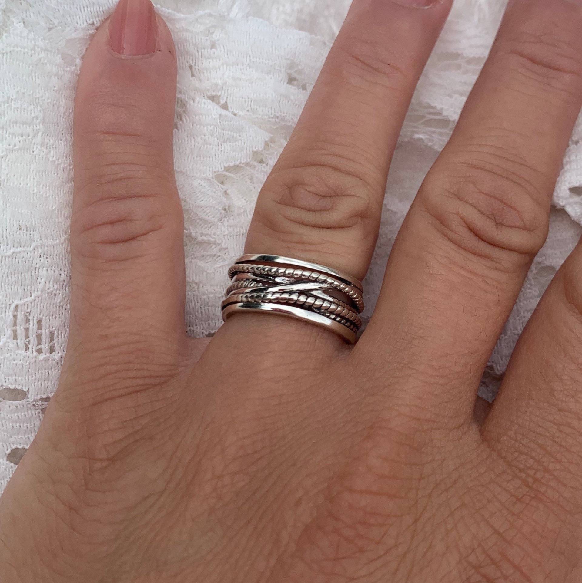Grobstrick Silber Daumenring, Multi-Layer Siegelring, Schmuck Für Frau, Weihnachtsgeschenk Sie, Offener Einstellbarer Ring, Einzigartiger Stil Ring Grobstrick Silber Daumenring, Multi-Layer Siegelring, Schmuck Für Frau, Weihnachtsgeschenk Sie, Offener Einstellbarer Ring, Einzigartiger Stil Ring von ErosSilver