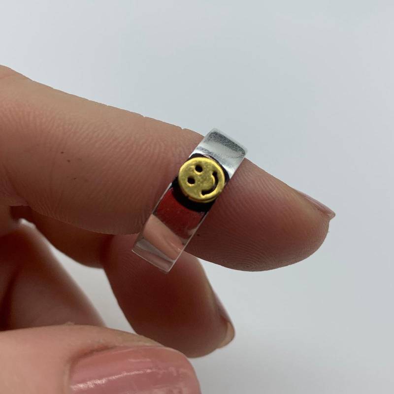 Silber Spaß Gesicht Herren Ring-Lächeln Ringe-Siegelring-Cool Lächeln Ring-Freund Geschenk-Offener Daumen Ring-Verstellbar Ring-Weihnachtsgeschenke von ErosSilver