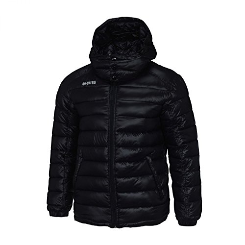 Erreà CALEDON Daunenjacke mit Kapuze (warm & weich) Ideal für Freizeit, Herbst & Winter · Herren Slim-Fit Steppjacke (Winterjacke) aus Nylon/Polyester-Material (schwarz, XXL) von Errea