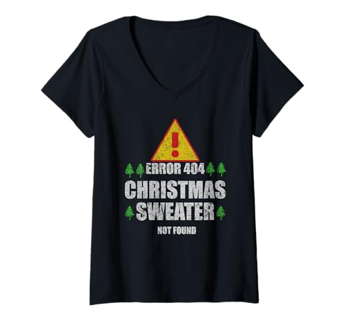 Damen Fehler 404 Weihnachtspullover nicht gefunden Computerprogrammierer T-Shirt mit V-Ausschnitt Damen Fehler 404 Weihnachtspullover nicht gefunden Computerprogrammierer T-Shirt mit V-Ausschnitt von Error 404 Christmas Sweater Programmer Gifts