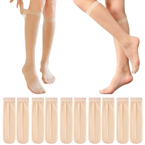 Errshing 16 Paar Kniestrümpfe Damen Nylon Hautfarben, 15 Den Nylonstrümpfe Damen Kniestrümpfe Haut Feinstrümpfe Damen Knie Nylon Strümpfe von Errshing