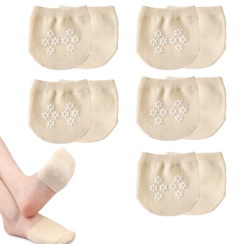 Errshing 6 Paar Halbe Füßlinge Damen Unsichtbare, mit Rutschfestem Silikonpunkte 35-39 Zehlinge Füsslinge Damen Atmungsaktive Vorfuß Socken Halbe Socke für High Heels Ballett von Errshing