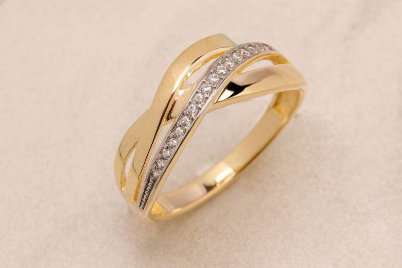 14K Massivgold 2 Ton Ring, 925 Sterling Silber Zweifarbiger Schicker Damenring, Zierlicher Weihnachtsgeschenk, Valentinstag von ErsJewelryDesign