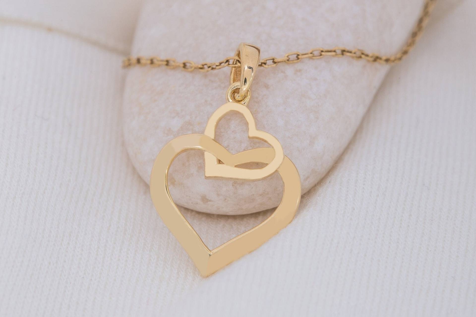 14K Solid Gold Herz Halskette, 925 Sterling Silber Liebe Geburtstagsgeschenk, Weihnachtsgeschenk, Geschenk Valentinstag von ErsJewelryDesign
