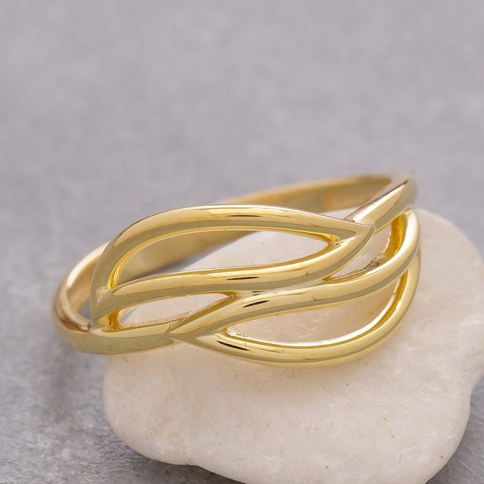 14K Massivem Gold Blatt Ring, 925 Sterling Silber Muttertagsgeschenk, Valentinstag Geschenk, Weihnachtsgeschenk, Weihnachtsgeschenk von ErsJewelryDesign