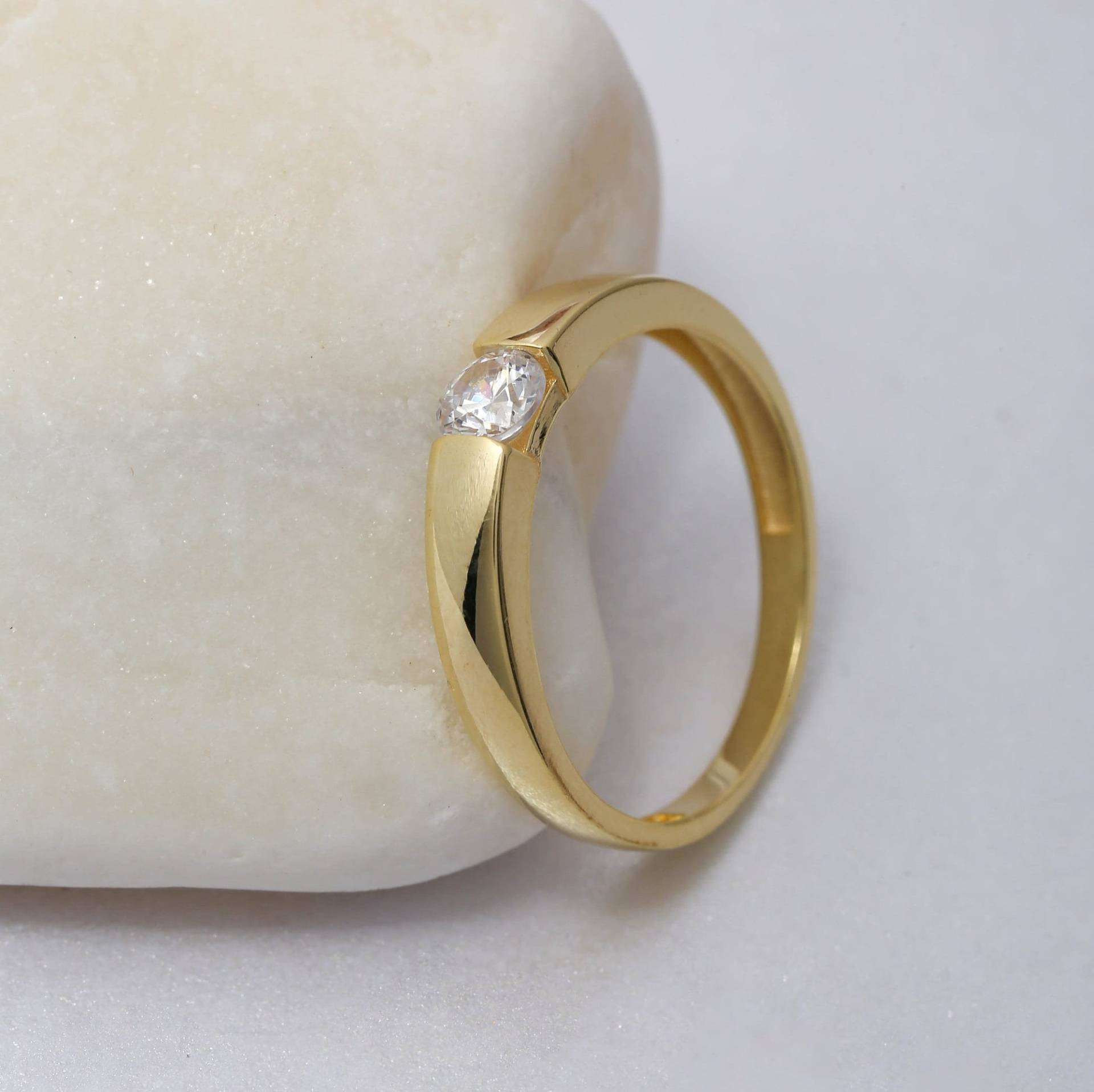 14K Massivgold 4, 20 Mm Solitärring, 925 Sterlingsilber Heiratsantrag Versprechensring Frauen von ErsJewelryDesign