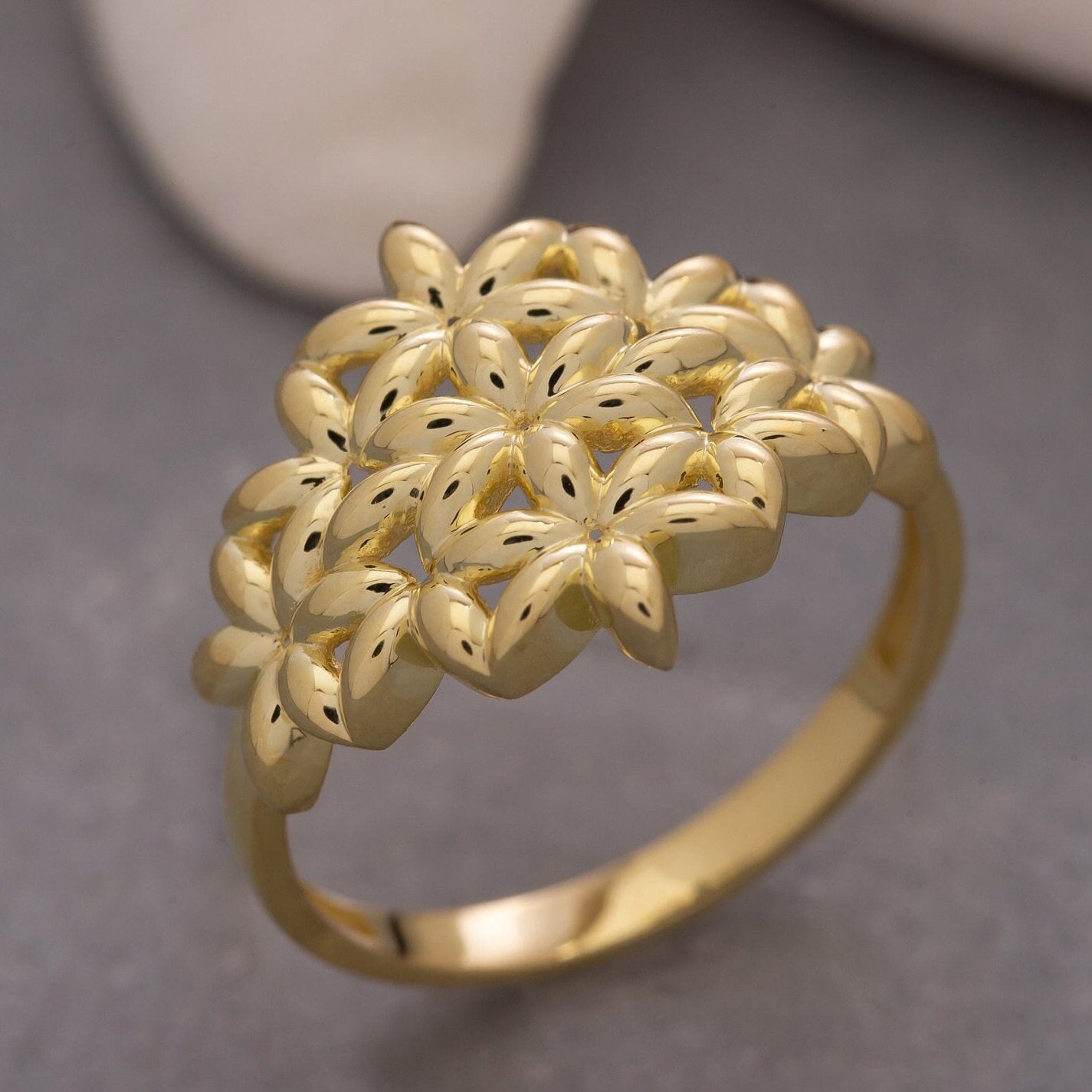 14K Solid Gold Blumen Ring, Sterling Silber Daisy Muttertagsgeschenk, Valentinstag Geschenk, Weihnachtsgeschenk, Weihnachtsgeschenk von ErsJewelryDesign