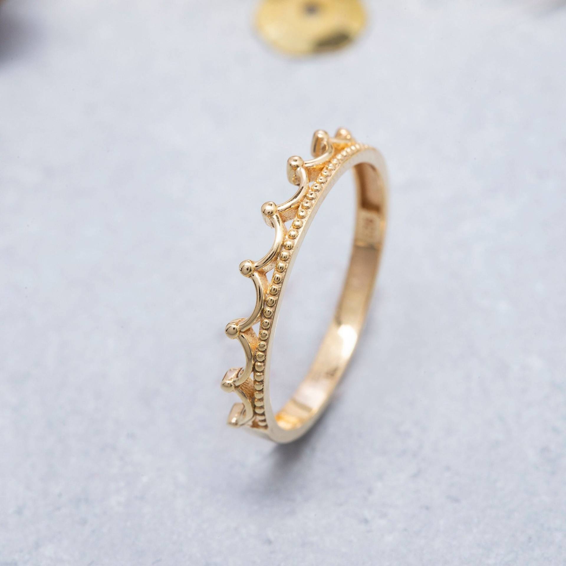 14K Solid Gold Dünne Krone Ring, 925 Sterling Silber Prinzessin Königin Mutter Geschenk, Valentinstag von ErsJewelryDesign