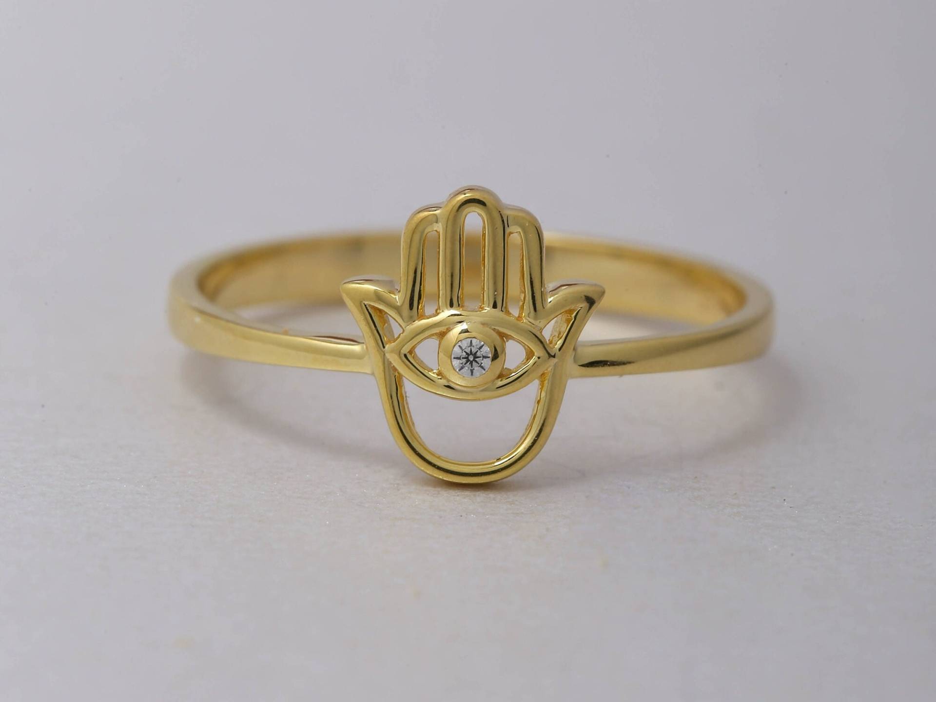 14K Solid Gold Hamsa Ring, Sterling Silber Fatima Hand Abschlussgeschenk, Konfirmation Geschenk, Weihnachtsgeschenk, Geschenk Für Sie von ErsJewelryDesign