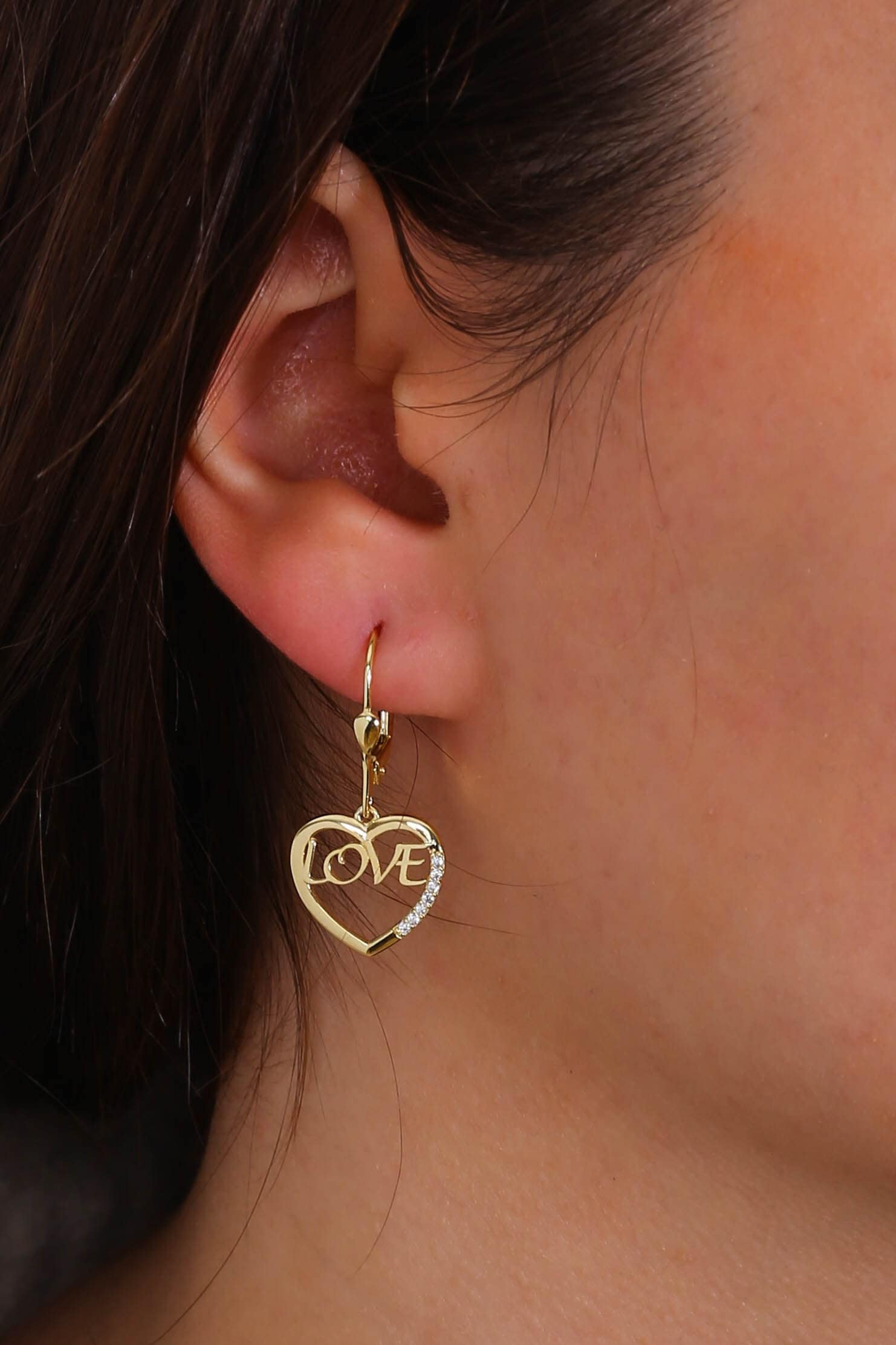 14K Solid Gold Herz Liebe Ohrring, 925 Sterling Silber Valentinstag Geschenk, Muttertagsgeschenk von ErsJewelryDesign