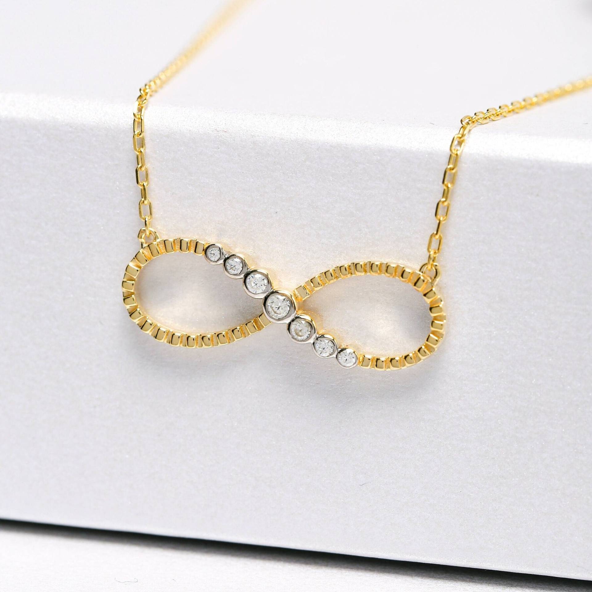 14K Solid Gold Infinity Halskette, 925 Sterling Silber 2 Ton Weihnachtsgeschenk, Muttertagsgeschenk, Geschenk Für Sie von ErsJewelryDesign