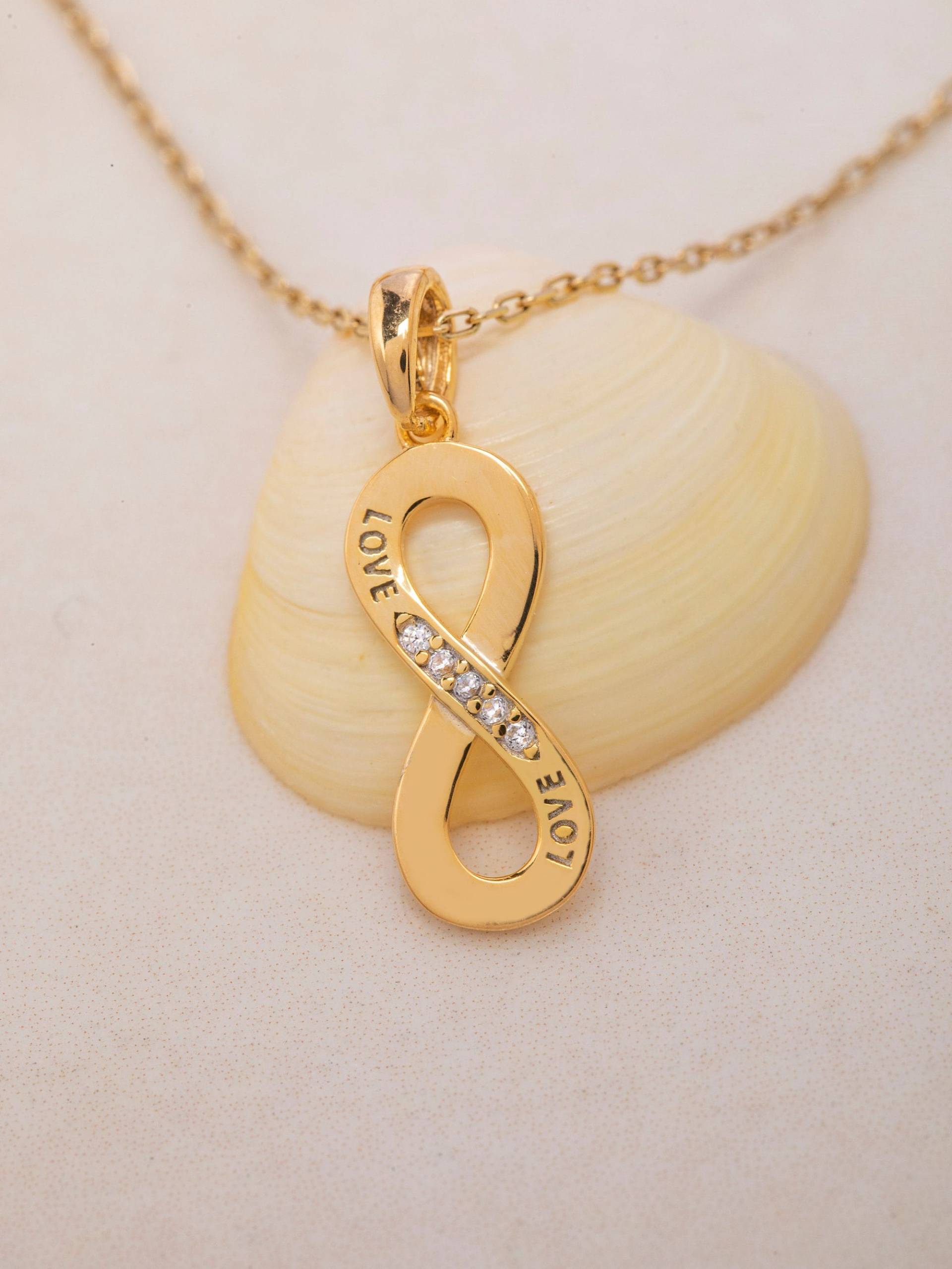 14K Solid Gold Infinity Kette, Liebe 925 Sterling Silber Valentinstag Geschenk, Muttertagsgeschenk von ErsJewelryDesign