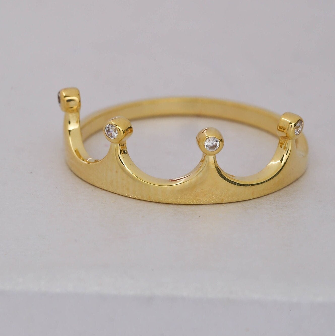 14K Solid Gold Kronenring, Sterling Silber Prinzessinnenkronenring, Königinring, Muttergeschenk, Weihnachtsgeschenk, Valentinstaggeschenk von ErsJewelryDesign