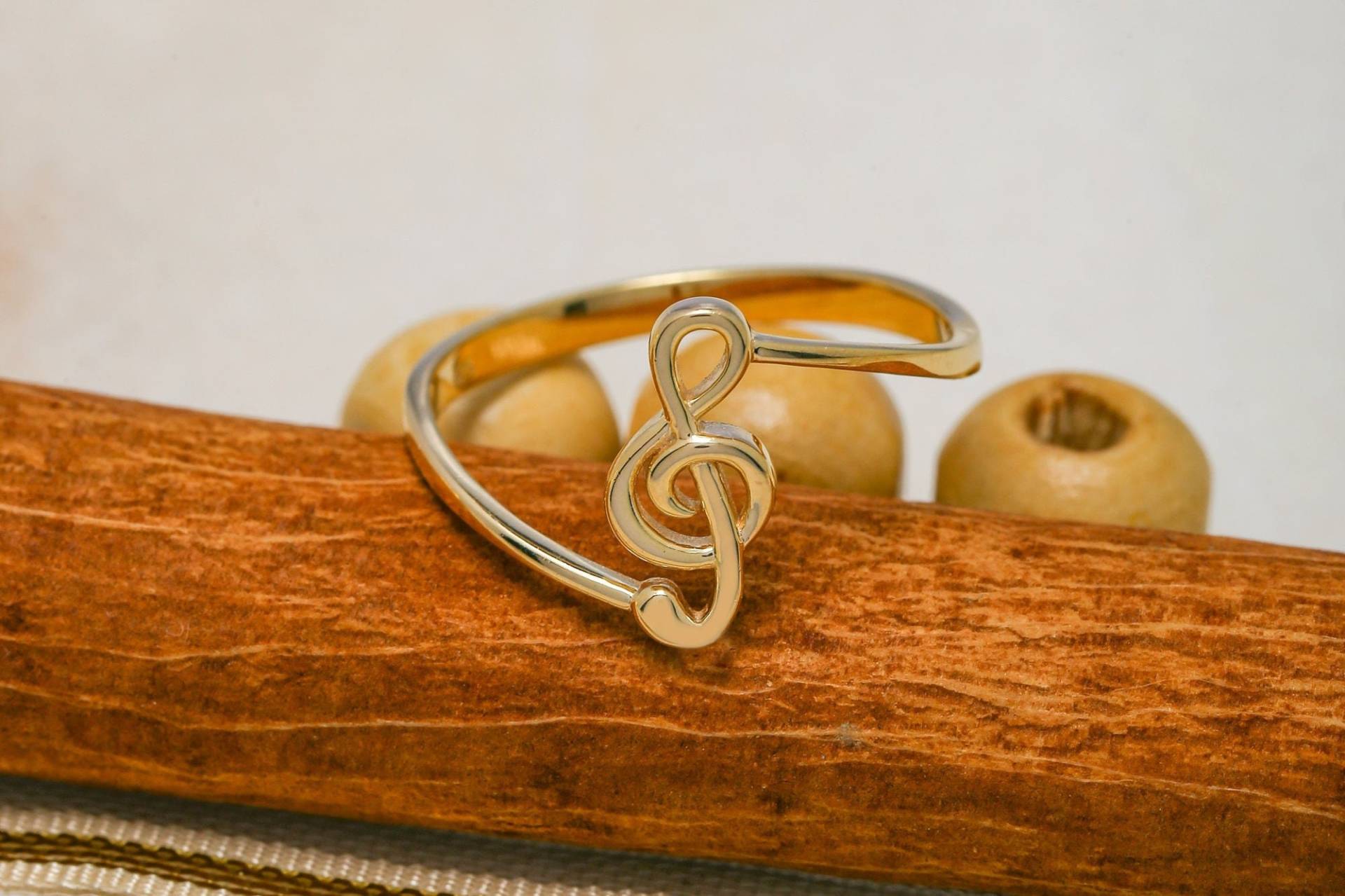 14K Solid Gold Violinschlüssel Ring, 925 Sterling Silber Musiknoten Eleganter Valentinstag Geschenk von ErsJewelryDesign