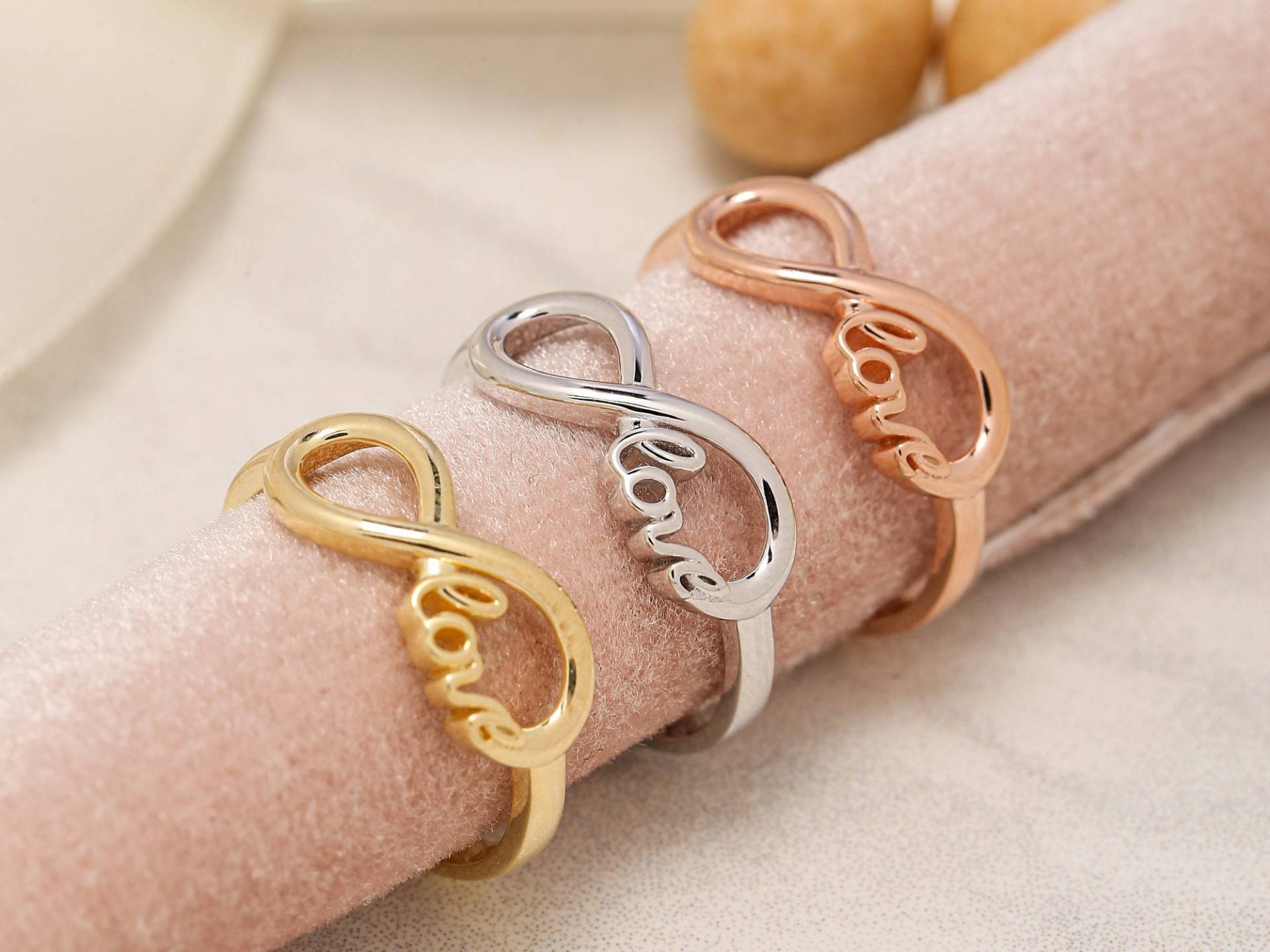 925 Sterling Silber Infinity Liebesring, Script Valentinstagsgeschenk, Weihnachtsgeschenk von ErsJewelryDesign