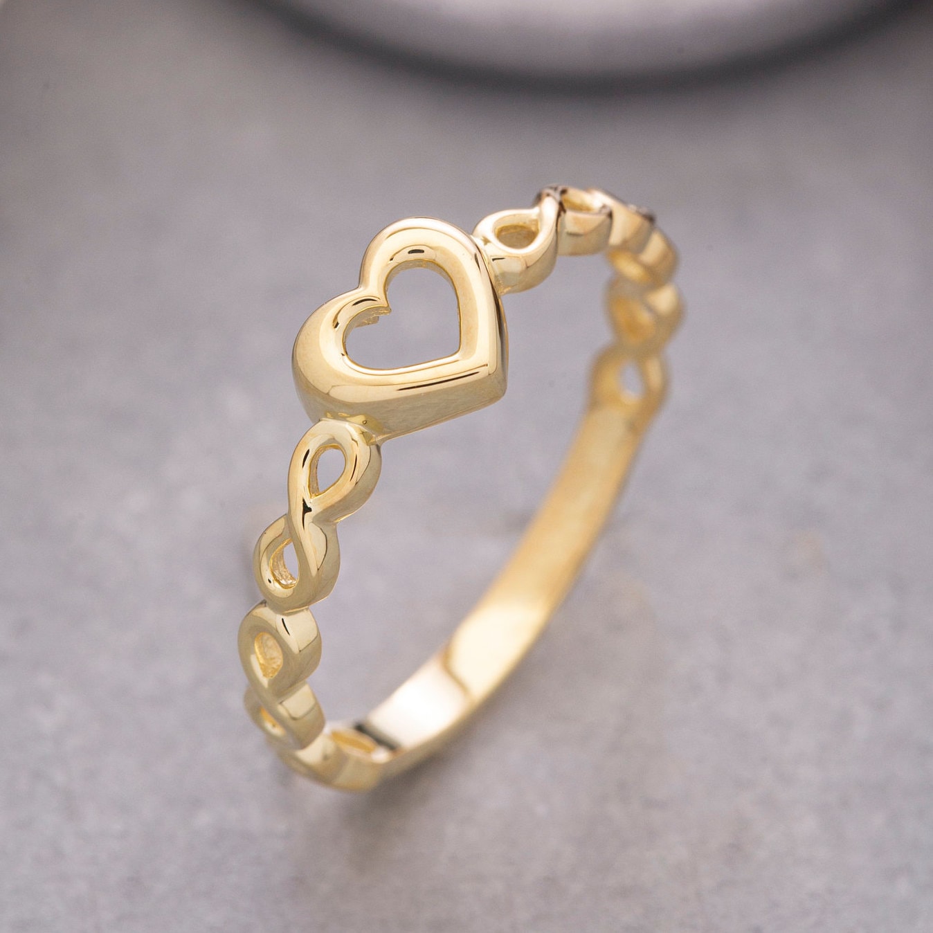 Herz Und Infinity Ring, 14K Massivgoldring, Sterling Silber Herzring, Liebesring, Muttertagsgeschenk, Valentinstaggeschenk von ErsJewelryDesign