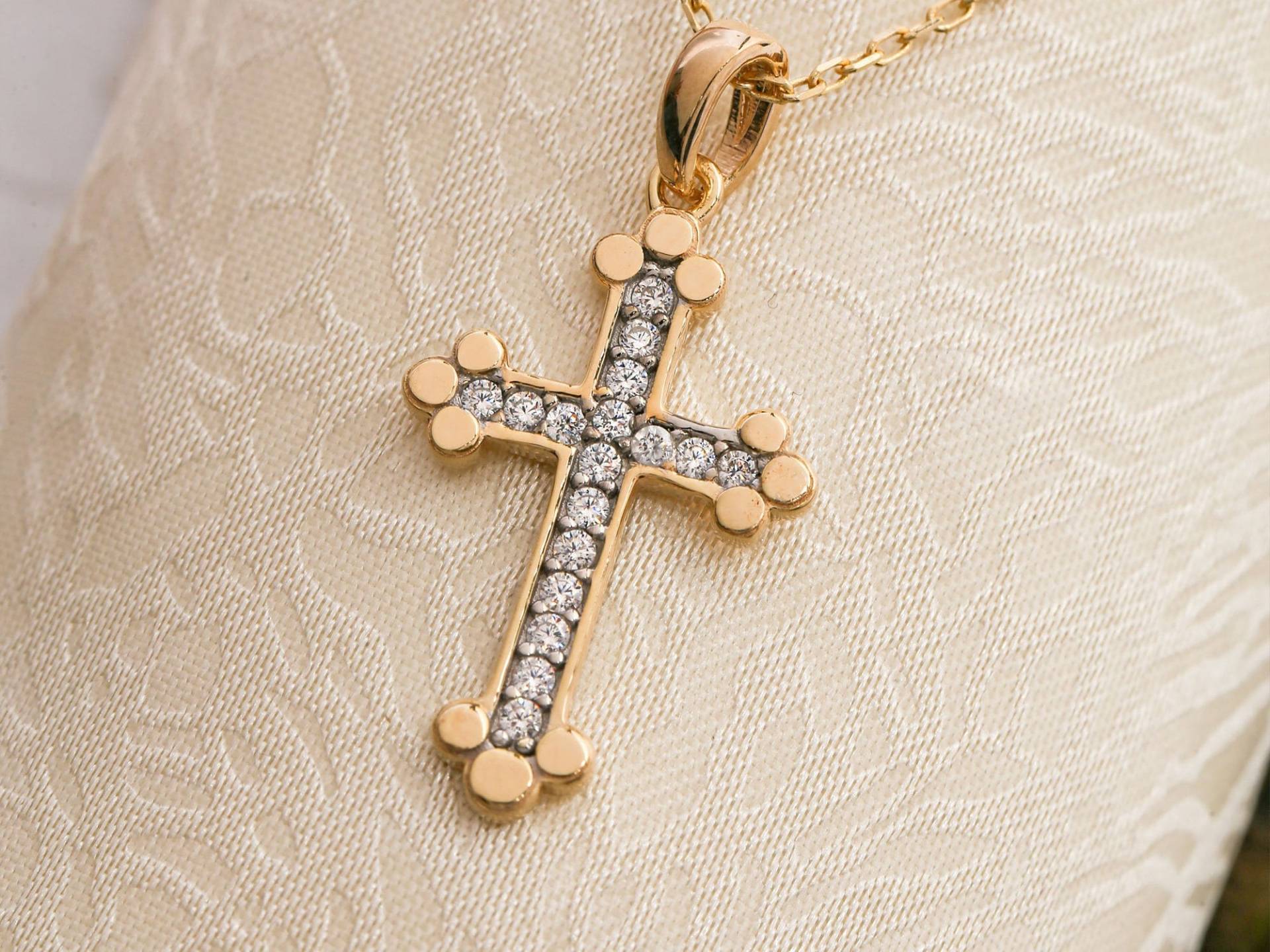 Silber Kreuz Halskette, 14K Massive Gold Elegante Geschenk Für Sie, Weihnachtsgeschenk von ErsJewelryDesign