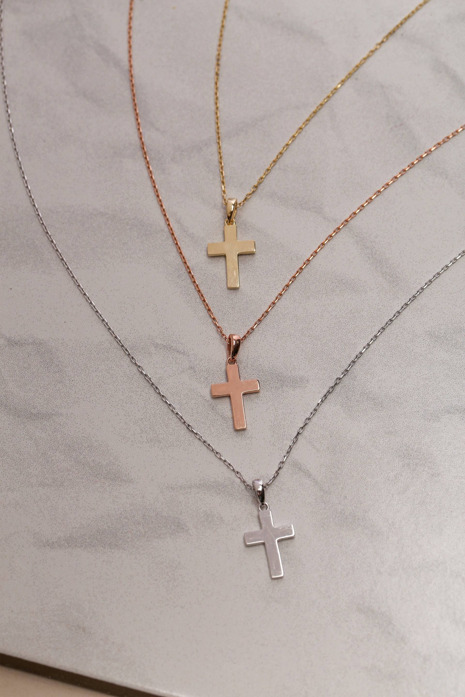 Zierliche 14K Massivgold Kreuz Halskette, 925 Silber Kleine Winzige Anhänger, Taufgeschenk von ErsJewelryDesign