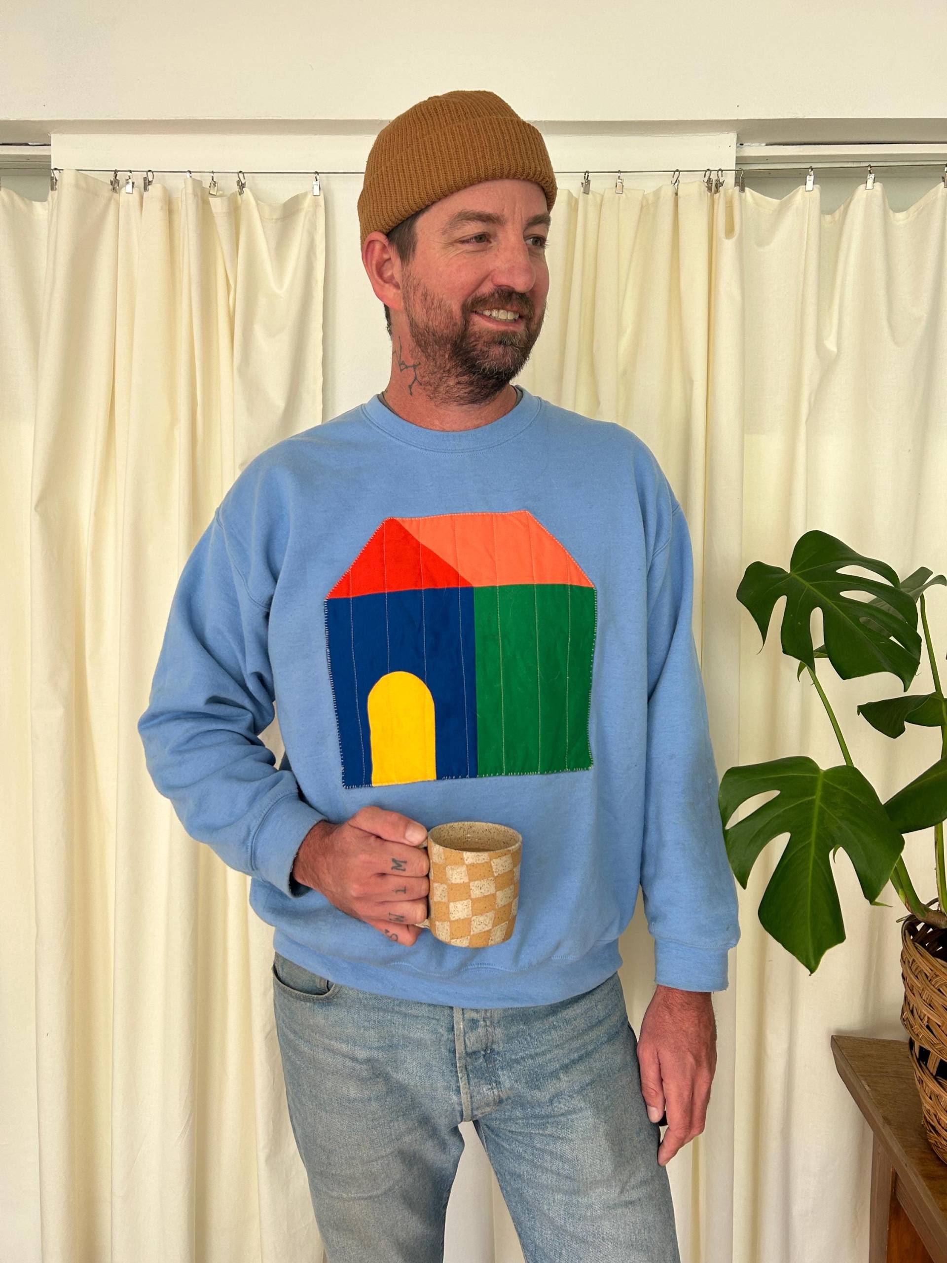 Handmade Sweatshirt Haus Quilt Aufnäher von ErsaFibers