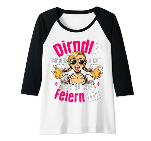 Damen Passend für Oktoberfest Outfit Damen Trachtenshirt Trachten Raglan von Ersatz Dirndl T-Shirt Damen Trachtenshirt lustig