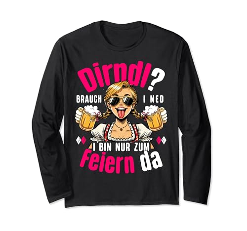 Passend für Oktoberfest Outfit Damen Trachtenshirt Trachten Langarmshirt von Ersatz Dirndl T-Shirt Damen Trachtenshirt lustig
