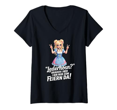 Damen Damen Trachtenshirt Kinder Tracht Passend für Oktoberfest T-Shirt mit V-Ausschnitt von Ersatz Lederhose Damen Shirt Trachtenshirt