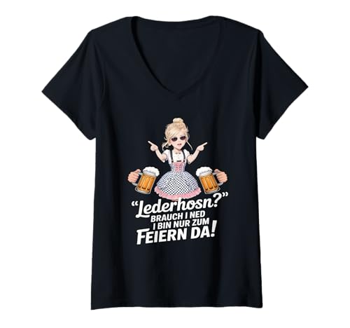Damen Damen Trachtenshirt Tracht Passend für Oktoberfest Frauen T-Shirt mit V-Ausschnitt von Ersatz Lederhose Damen Shirt Trachtenshirt