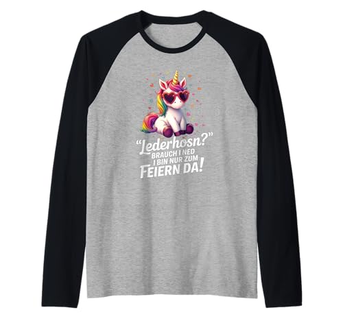 Herren Damen Trachtenshirt Tracht Passend für Oktoberfest Einhorn Raglan von Ersatz Lederhose Damen Shirt Trachtenshirt