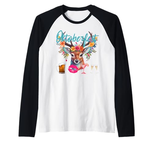 Kirmes Prosecco Dirndl Volksfest Kostüm JGA Sekt Hirsch Bier Raglan von Ersatz-Tracht Oktoberfest Wiesn Festival Dorf-Fest