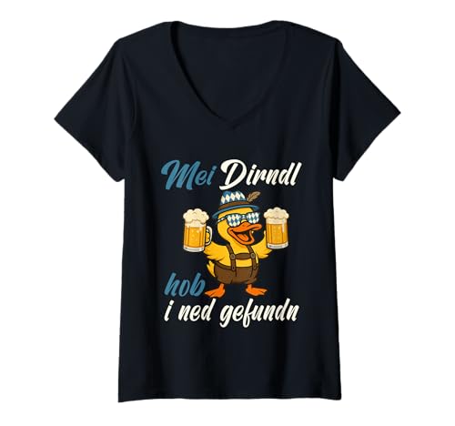 Damen Dirndl Nicht gefunden Lustige Oktoberfest Ente in Tracht T-Shirt mit V-Ausschnitt Damen Dirndl Nicht gefunden Lustige Oktoberfest Ente in Tracht T-Shirt mit V-Ausschnitt von Ersatz Trachtenshirt Bayrisches Kostüm Tracht