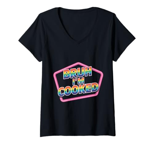 Damen Bruh I'm Cooked Erschöpfter müder Burnout -Witz |- T-Shirt mit V-Ausschnitt Damen Bruh I'm Cooked Erschöpfter müder Burnout -Witz |- T-Shirt mit V-Ausschnitt von Erschöpfungsausdruck Meme