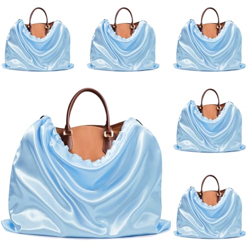 Ersmak Staubbeutel für Handtaschen – Babyblaue Seiden-Staubschutzbeutel für Geldbörsen Schuhe – Satin-Kordelzug staubdichte Beutel für Reiseaufbewahrung – 50 x 40 cm von Ersmak