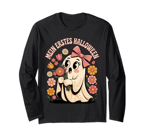 Mein Erstes Halloween Süßer Geist Mädchen Frauen Kinder Fun Langarmshirt von Erste Halloween Süßer Blumen Geist Niedlich Kinder