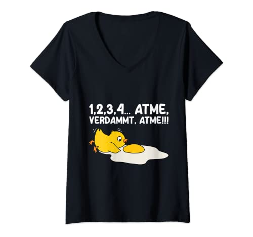 Damen Erste Hilfe Wiederbelebung Küken Ei Spiegelei T-Shirt mit V-Ausschnitt von Erste Hilfe Design