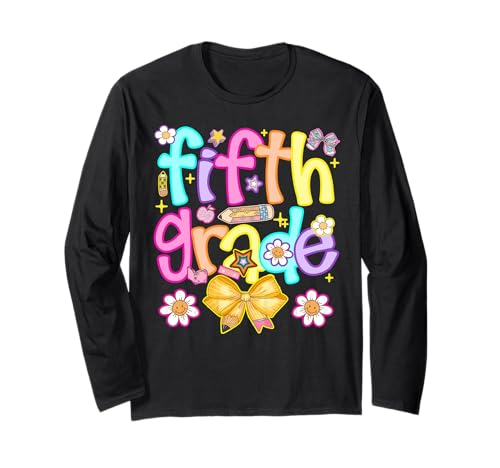 Preppy Fifth Grade Back to School 5. Klasse Girl Boy Langarmshirt von Erster Schultag 5. Klasse Coquette Bow Preppy
