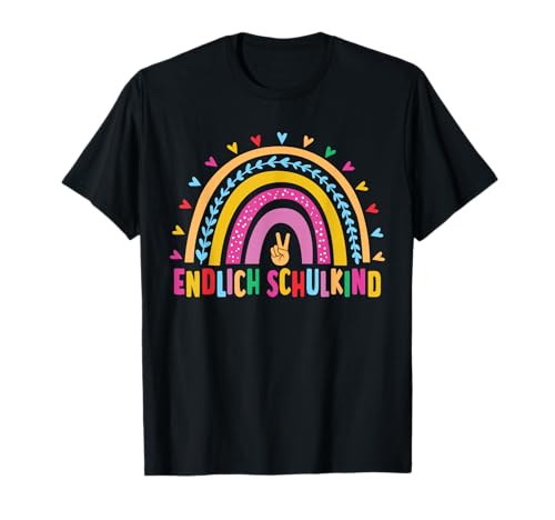 Schulkind Outfit Mädchen Einschulung Schule Regenbogen T-Shirt von Erster Schultag Geschenke T-Shirts für Mädchen