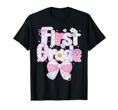 Preppy erste Klasse zurück in die Schule 1. Klasse Mädchen T-Shirt Preppy erste Klasse zurück in die Schule 1. Klasse Mädchen T-Shirt von Erster Schultag der 1. Klasse Coquette Bow Preppy