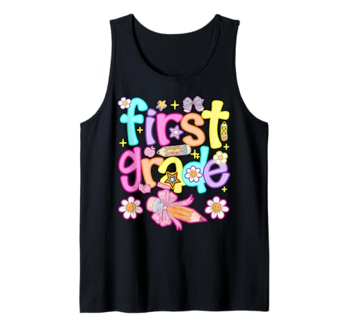 Preppy erste Klasse zurück in die Schule 1. Klasse Mädchen Tank Top Preppy erste Klasse zurück in die Schule 1. Klasse Mädchen Tank Top von Erster Schultag der 1. Klasse Coquette Bow Preppy
