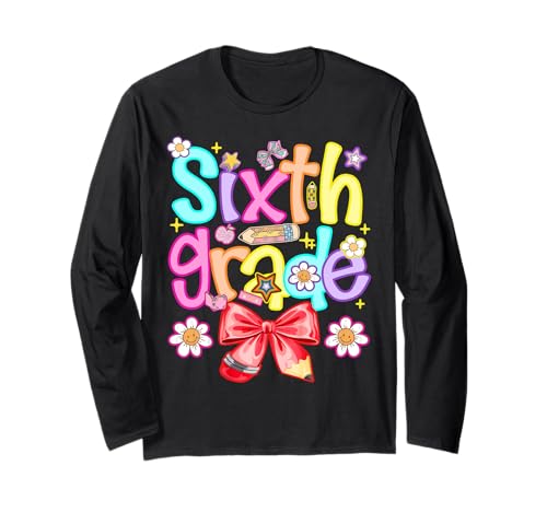 Preppy Sechste Klasse zurück in die Schule 6. Klasse Girl Langarmshirt Preppy Sechste Klasse zurück in die Schule 6. Klasse Girl Langarmshirt von Erster Schultag der 6. Klasse Coquette Bow Preppy