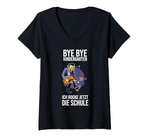 Damen Bye Bye Kindergarten Ich Rocke Jetzt Die Schule Rock Tschüss T-Shirt mit V-Ausschnitt Damen Bye Bye Kindergarten Ich Rocke Jetzt Die Schule Rock Tschüss T-Shirt mit V-Ausschnitt von Erstklässler Einschulung Junge Schulkind 2025