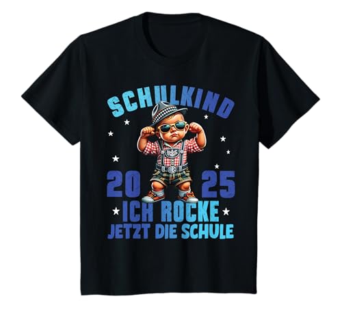 Schulkind 2025 Ich Rocke Jetzt Die Schule Jungs Lausbua T-Shirt von Erstklässler Einschulung Kinder - Kita Abschied