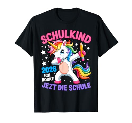 Mädchen Schulkind 2026 Ich Rocke Jetzt Die Schule Einhorn T-Shirt von Erstklässler Einschulung Kinder