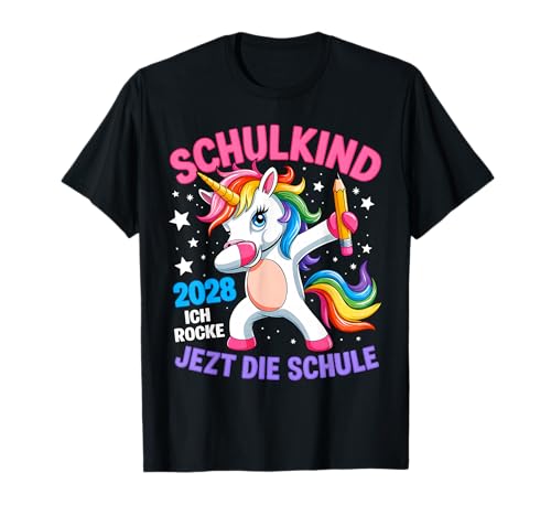 Mädchen Schulkind 2028 Ich Rocke Jetzt Die Schule Einhorn T-Shirt Mädchen Schulkind 2028 Ich Rocke Jetzt Die Schule Einhorn T-Shirt von Erstklässler Einschulung Kinder